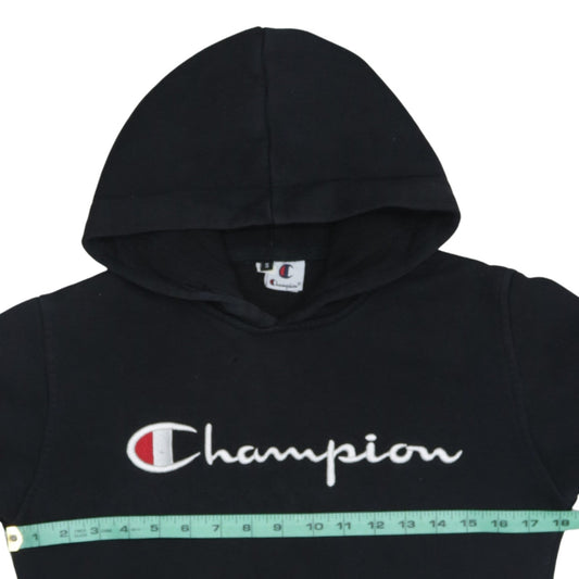 Champion Men's Black Small Pullover Hoodie Embroidered Logo Fleece