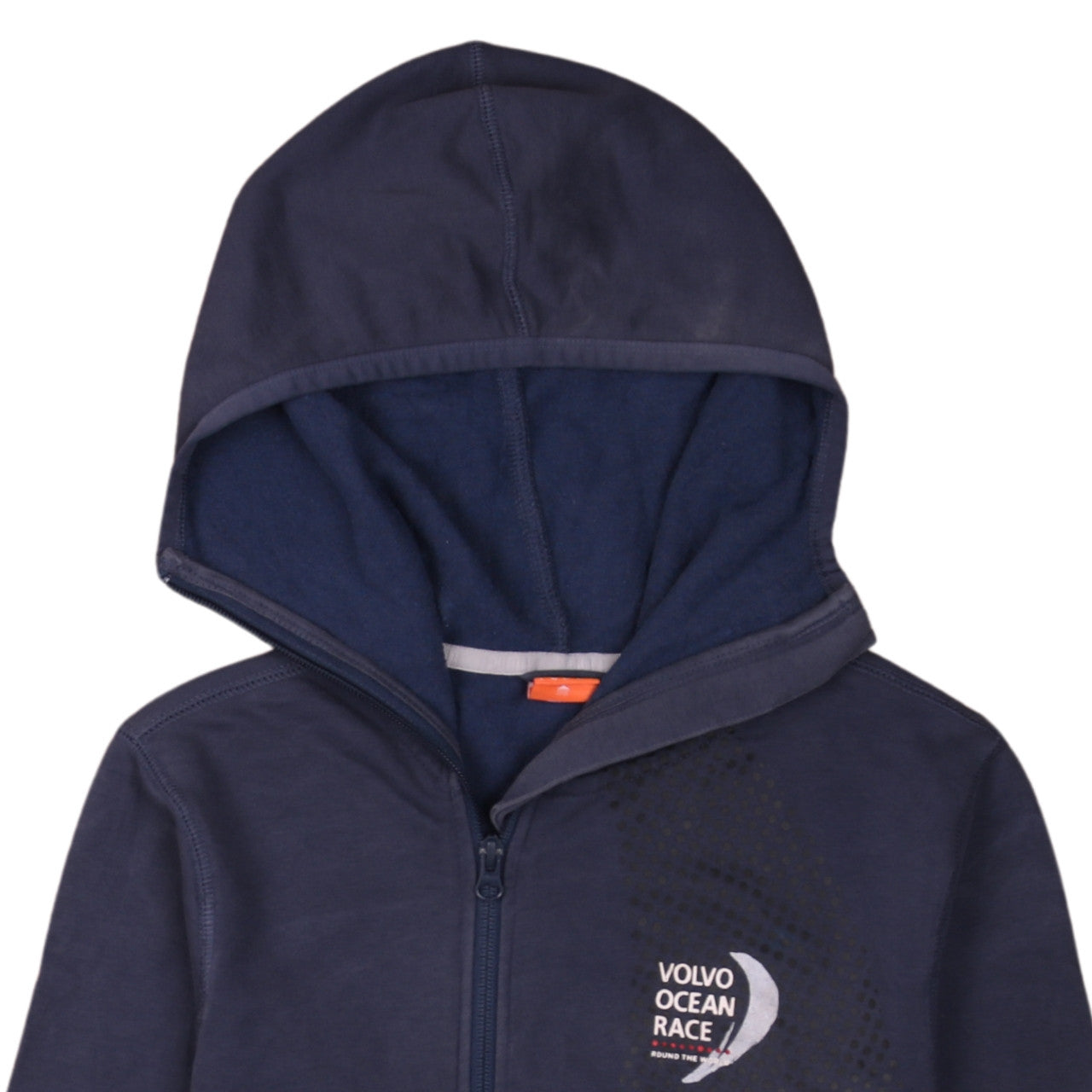 Brand and care label for Puma Women Navy Full Zip Hoodie, size 14, Volvo Ocean Race
