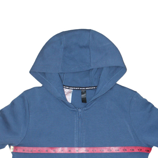 Adidas Boys Blue Full Zip Hoodie 13-14 Years Regular Fit Cotton Blend
