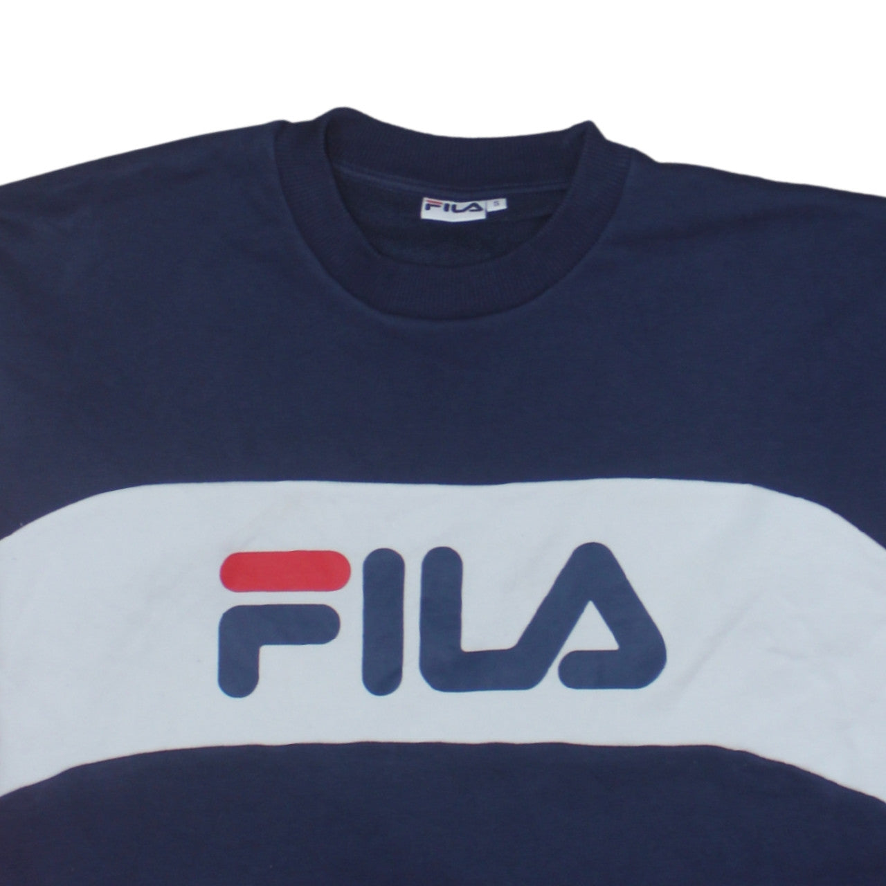 FILA Womens Navy Red Colourblock Crew Neck Sweatshirt Size S