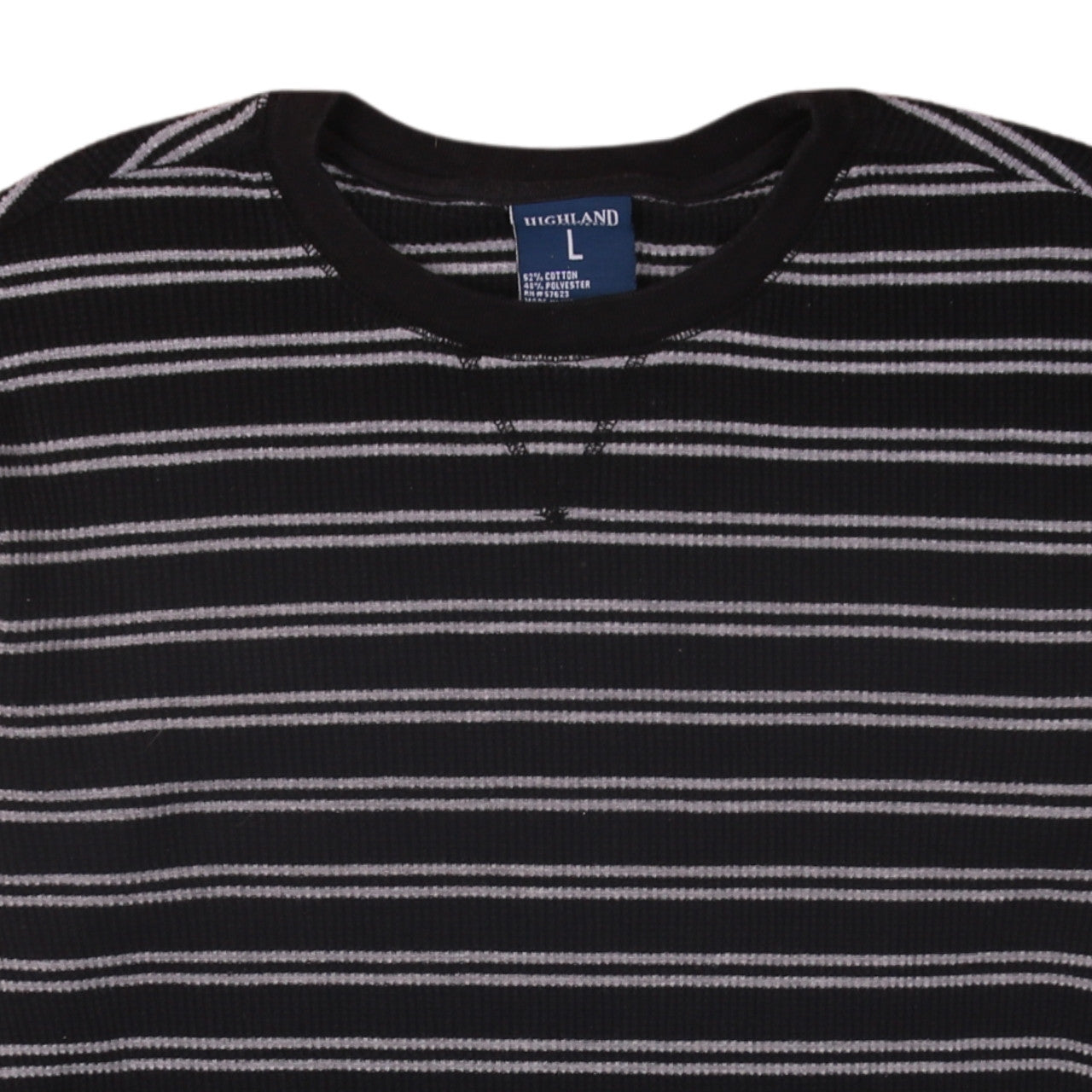 Highland Outfitters Men's Black Grey Striped Long Sleeve T-Shirt Size L
