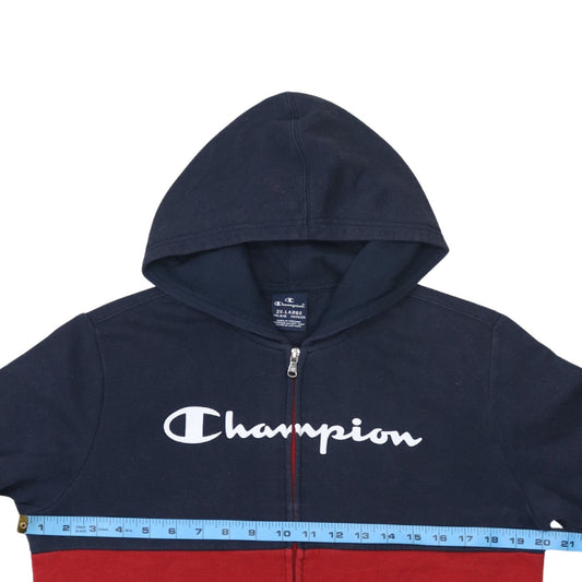 Champion Boys Navy Red Full Zip Hoodie Size 15-16 Years Cotton Blend
