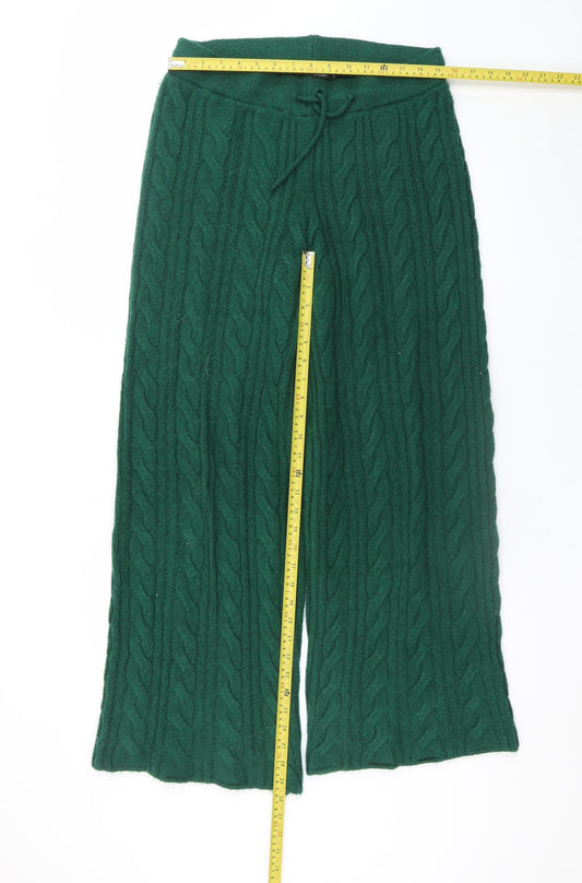 In The Style Women Green Cable Knit Wide-Leg Lounge Sweatpants Size 14