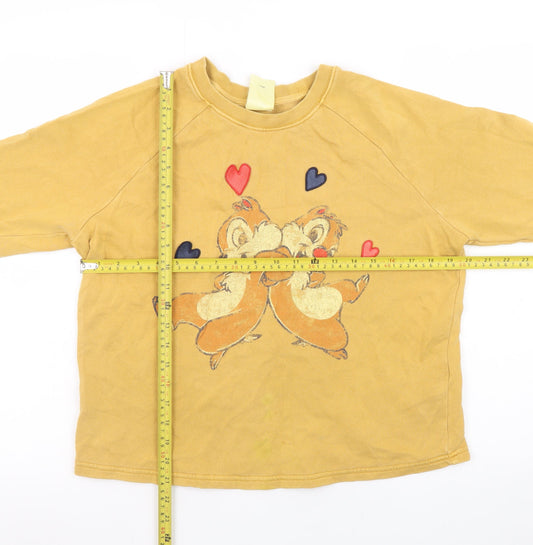 Disney Womens Yellow Chip 'n' Dale Pullover Sweatshirt UK S