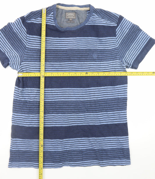 FatFace Men's Blue Striped Cotton Crew Neck Short Sleeve T-Shirt M