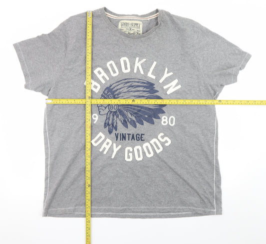 Brooklyn & Fox Men's Grey Vintage Graphic T-Shirt 2XL Classic Fit