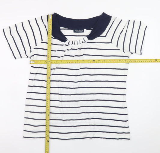 C&A Women’s White Navy Striped Short Sleeve Jersey T-Shirt M