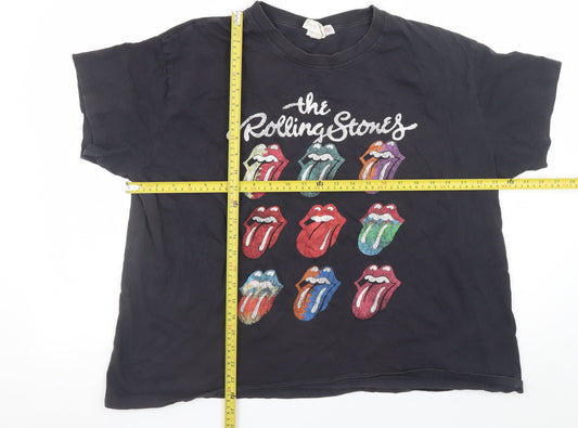 H&M Men's Black Rolling Stones Band Graphic T-Shirt XXL