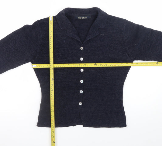 French Connection Women's Blue Collared Button Cardigan Size L