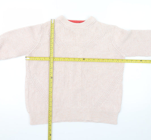 Marks and Spencer Women’s Beige Cotton Cable-Knit Mock Neck Jumper M