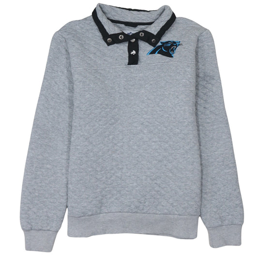 Additional front view of NFL Team Apparel Grey Henley Sweatshirt unisex adults l collared logo