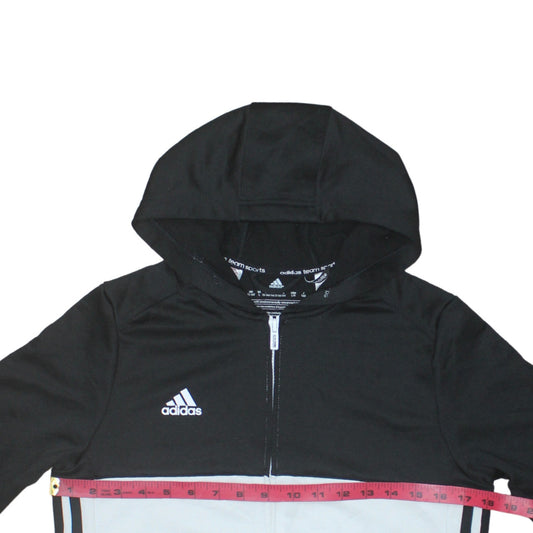 Adidas Boys Black Full Zip Hoodie 13-14 Years Colourblock Sportswear
