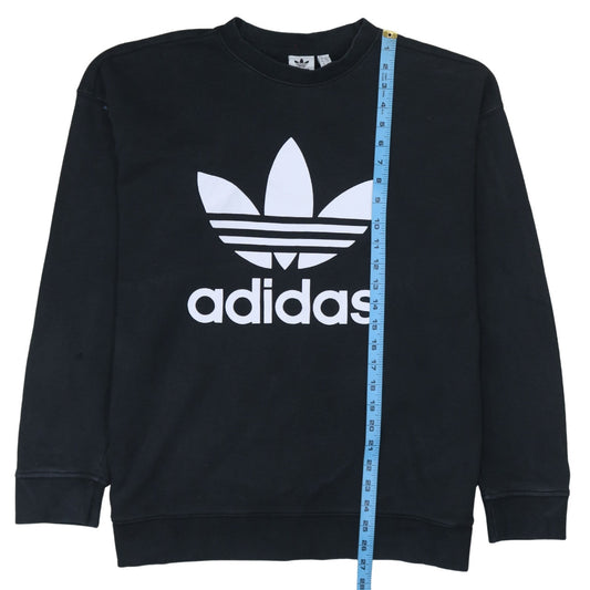 Adidas Women Black Crew Neck Pullover Sweatshirt Size 18 L Logo