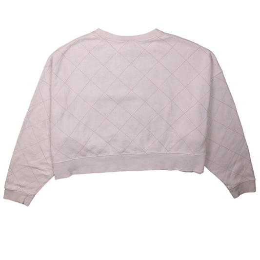 Nike Women Beige Quilted Crew Neck Pullover Sweatshirt XL