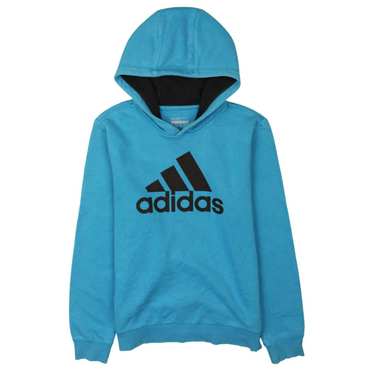 Additional front view of Adidas boys’ blue pullover hoodie 13-14 years sport essentials logo