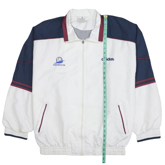 Adidas Mens White France 98 Windbreaker Jacket L Vintage 90s