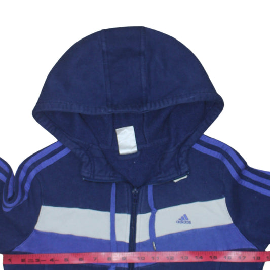 Adidas Women's Blue Full Zip Hoodie Medium Hooded Sportswear