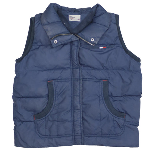 Additional front view of Tommy Hilfiger Women Blue Puffer Waistcoat M Sleeveless Zip