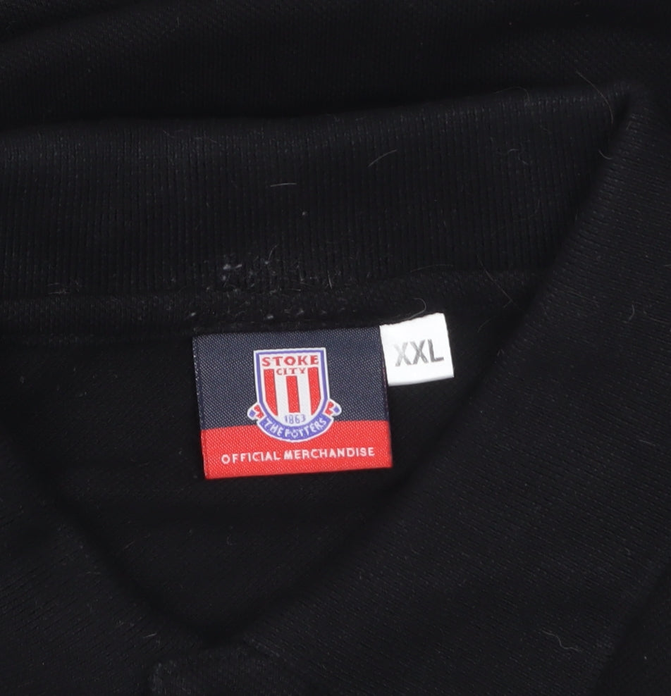 Additional view of Stoke City men’s black 2xl cotton polo shirt football top