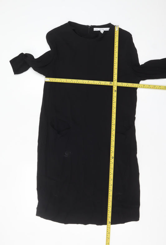 & Other Stories Women Black Viscose Shift Dress Size 8 Knee Length