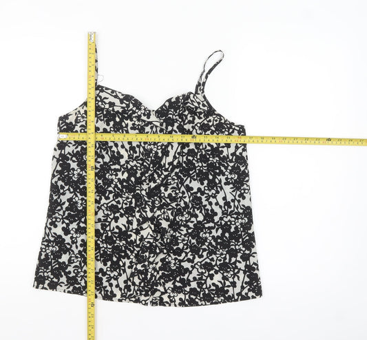 Oasis Women Black Floral Camisole Top Size 10 - Sleeveless Polyester