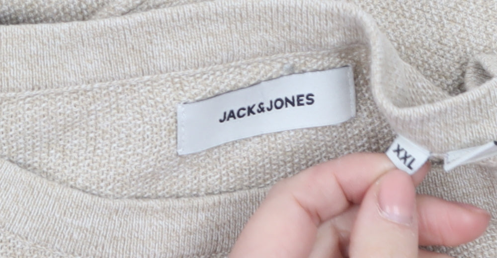 Additional view of Jack & Jones Men’s Beige 2XL Cotton Knit Long Sleeve Top