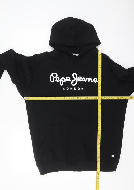 Pepe Jeans Men Black XL Pullover Hoodie with Logo Print