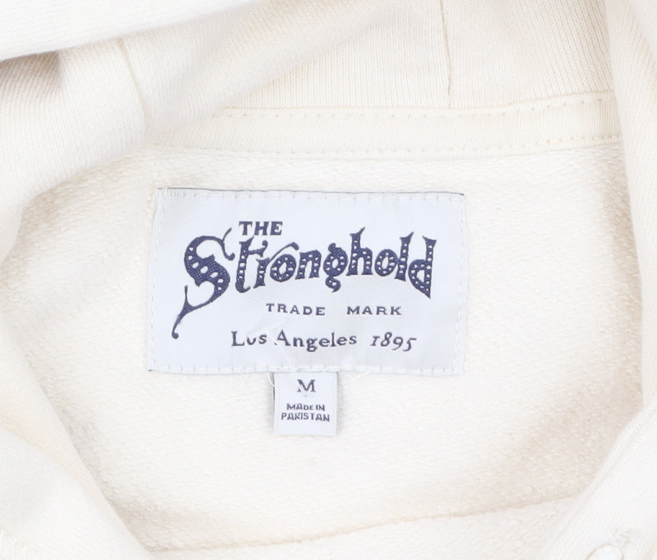 Additional view of The Stronghold Men's Ivory Pullover Hoodie M Logo Fleece Sweatshirt