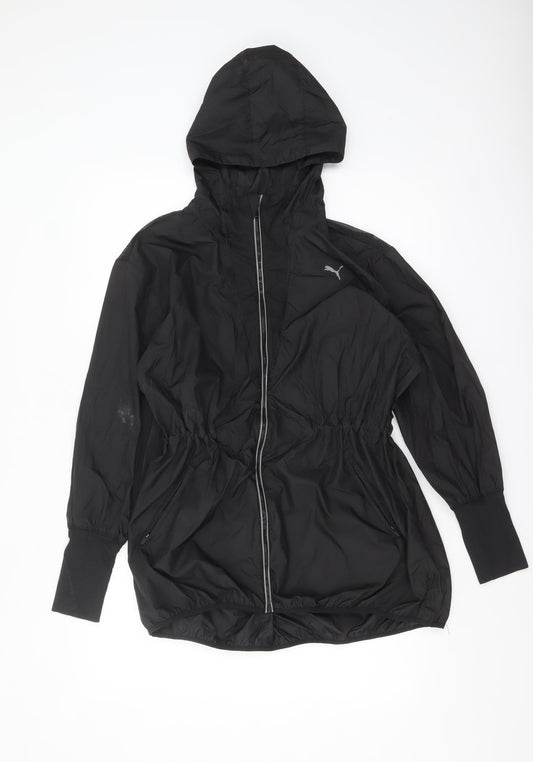 Additional front view of Puma Women Black Windbreaker Hooded Jacket, size 10