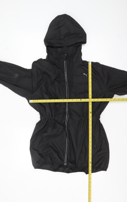 Puma Women Black Windbreaker Hooded Jacket Size 10