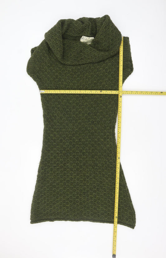 Next Women's Green Knit Cowl Neck Jumper Dress UK 10