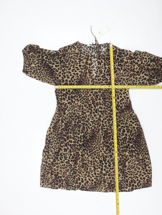 Marks and Spencer Women Brown Leopard Print Shift Dress Size 10