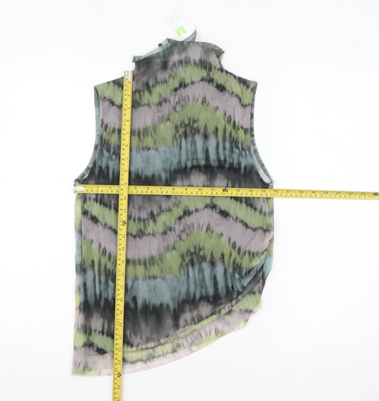 Primark Womens Multicoloured Mesh High Neck Sleeveless Tank Top Size M