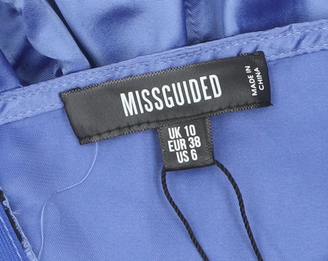 Additional view of Missguided Women's Blue Lace Satin Slip Dress UK 10