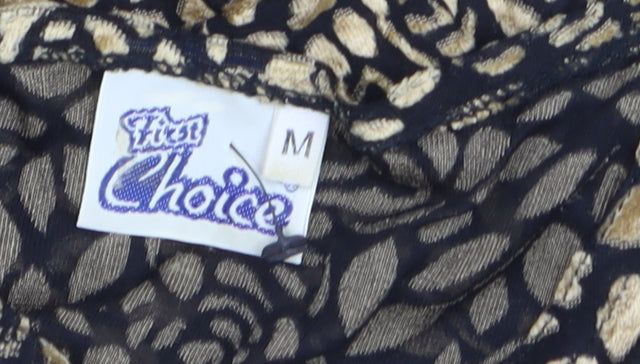 Brand and care label for First Choice Women's Black Gold Floral Long Sleeve Tunic Top M