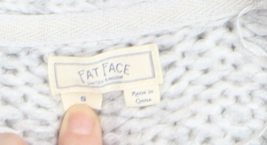 Additional view of FatFace Women’s Grey Chunky-Knit Open Cardigan, size S, Wool Blend