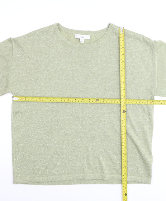 Marks and Spencer Women’s Light Green Glitter Knit T-Shirt Medium