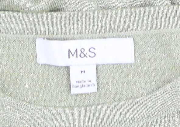 Additional view of Marks & Spencer Women’s Light Green Glitter Knit T-Shirt Medium
