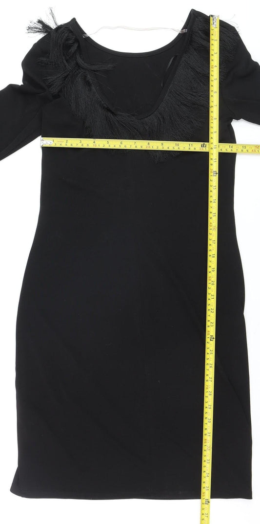 Armani Exchange Women's Black Fringe Bodycon Knee Length Dress M