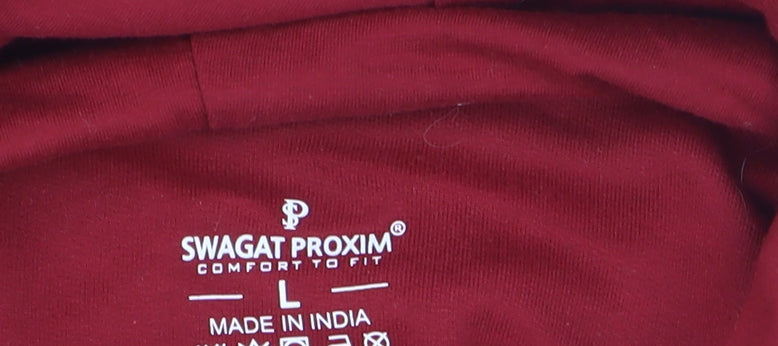 Swagat Proxim Men's Red Pullover Hoodie L Logo Graphic Fleece