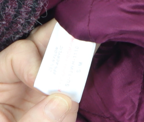 Brand and care label for Reflect women’s burgundy black floral knit cardigan s/m