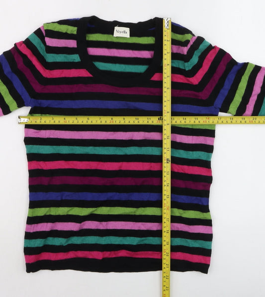 Viyella Women's Multicoloured Striped Wool Pullover Jumper M
