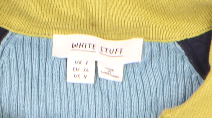 Additional view of White Stuff Women’s Blue Green Polo Long Sleeve Cotton Top, size UK 8