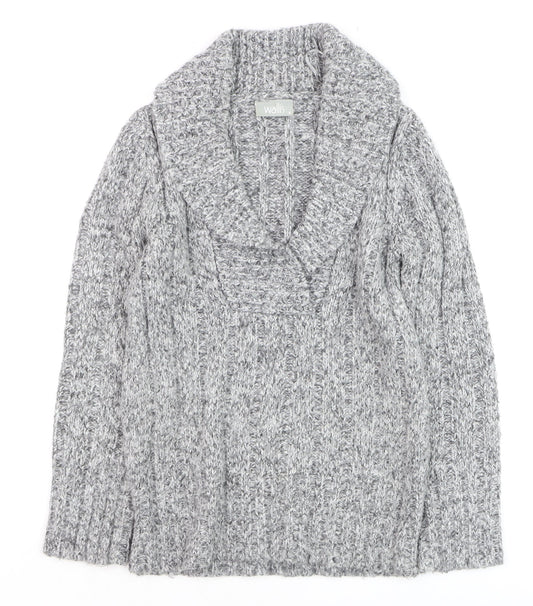 Additional front view of Wallis Women’s Grey Chunky Knit Cowl Neck Jumper, size UK 8