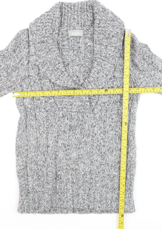 Wallis Women’s Grey Chunky Knit Cowl Neck Jumper Size 8