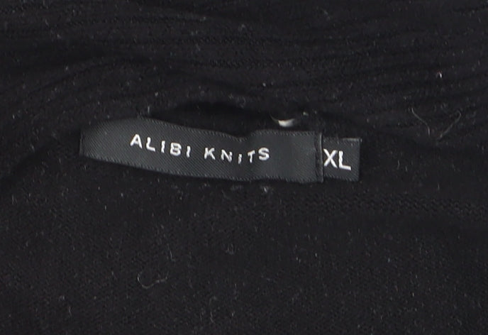 Additional view of Alibi Knits Women’s Black XL Acrylic Knit Cardigan with Fringe