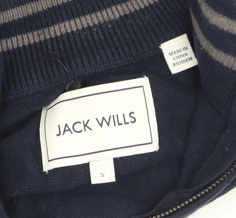 Additional view of Jack Wills Men's Blue Cotton 1/2 Zip High Neck Jumper, size S