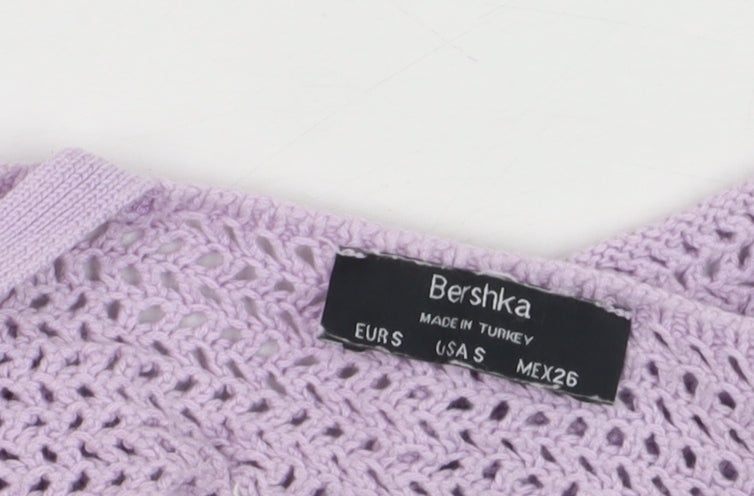 Brand and care label for Bershka Women Purple Knit Camisole Tank Top, size S