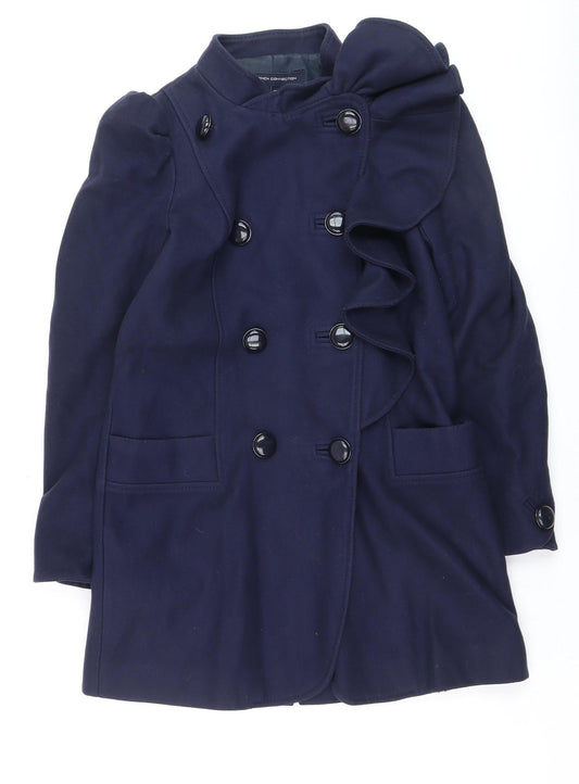 French Connection Women's Blue Wool Pea Coat Size 10 Double Breasted