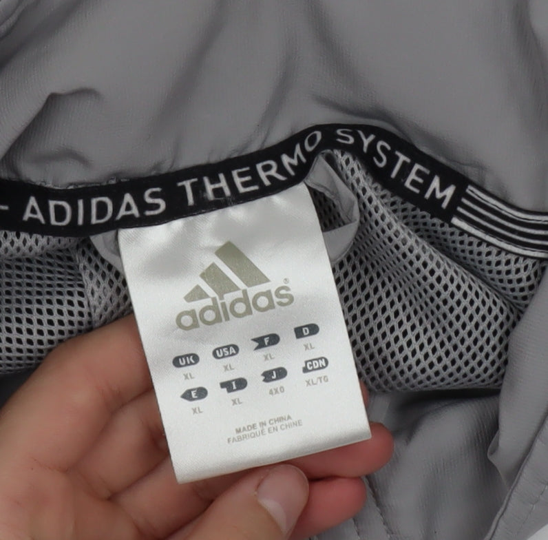 Adidas Men's Grey XL Windbreaker Jacket Hooded Water Resistant